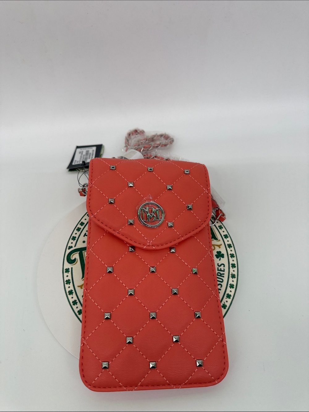 NWT Peach phone case studio Badgley Mischka Vegan card holder crossbody